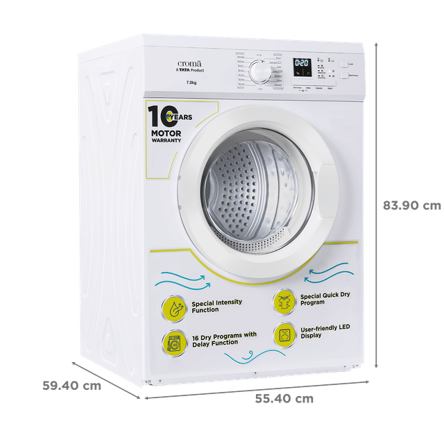 Buy Croma 7 kg Fully Automatic Front Load Dryer (Fixed Frequency Motor